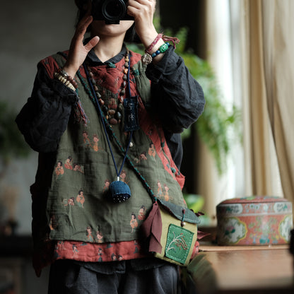 Vintage Figure Linen Vest