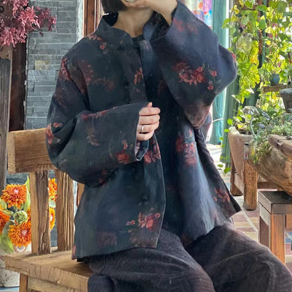 Vintage Bloom Linen Jacket