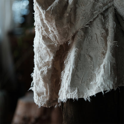 Ecru Patchwork Linen Blouse