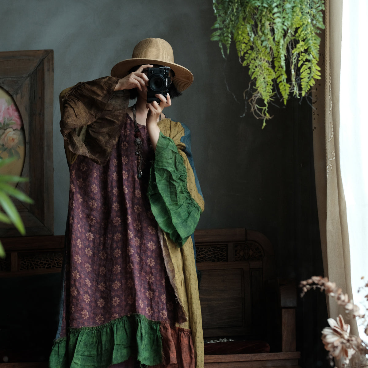 Mori Garden Patchwork Ramie Maxi Dress