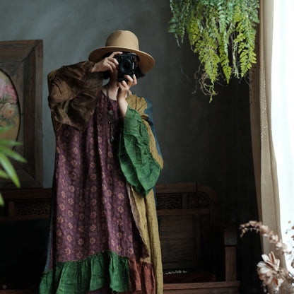 Mori Garden Patchwork Ramie Maxi Dress