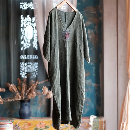 Vintage Aura Linen Tunic Dress
