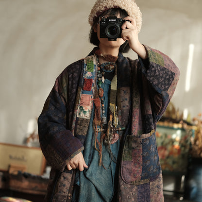 Meadow Patchwork Linen Long Coat