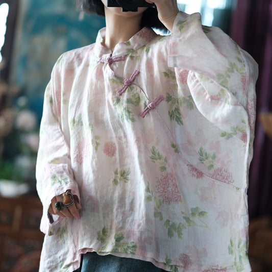 Vintage Floral Wind Cross Blouse
