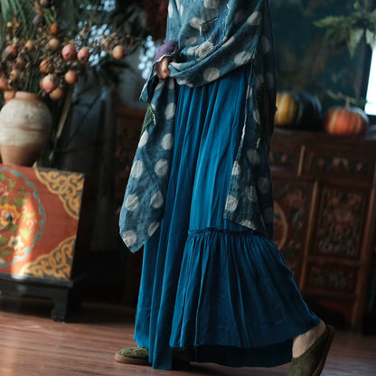 Sora Vintage Blue Dot Ramie Dress