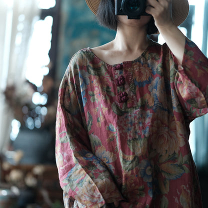 Women's Vintage Ramie Blouse | Oversized Lightweight Natural Shirt