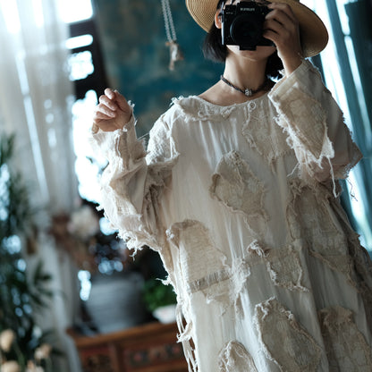 Ecru Patchwork Tunic Dress