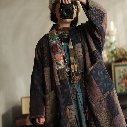 Meadow Patchwork Linen Long Coat