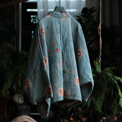 Blue Peony Cotton Blouse