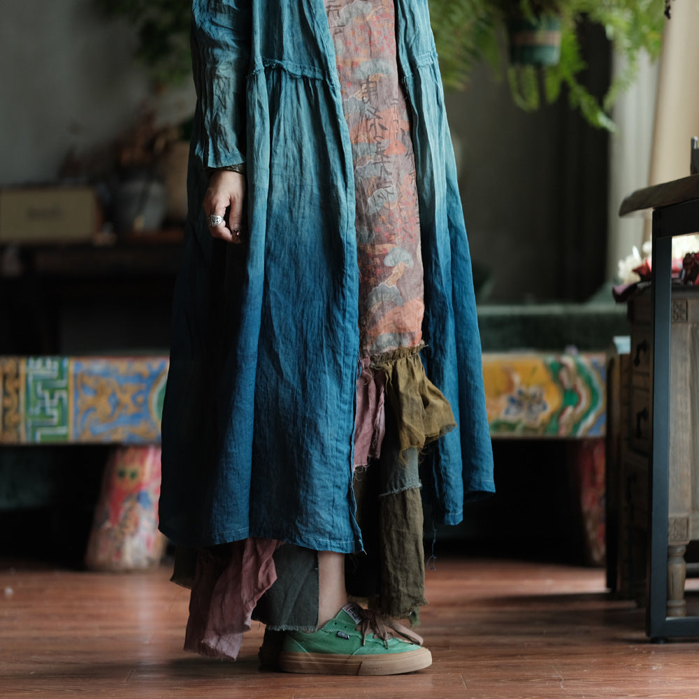 Verdant Mist Tie-Dye Ramie Coat