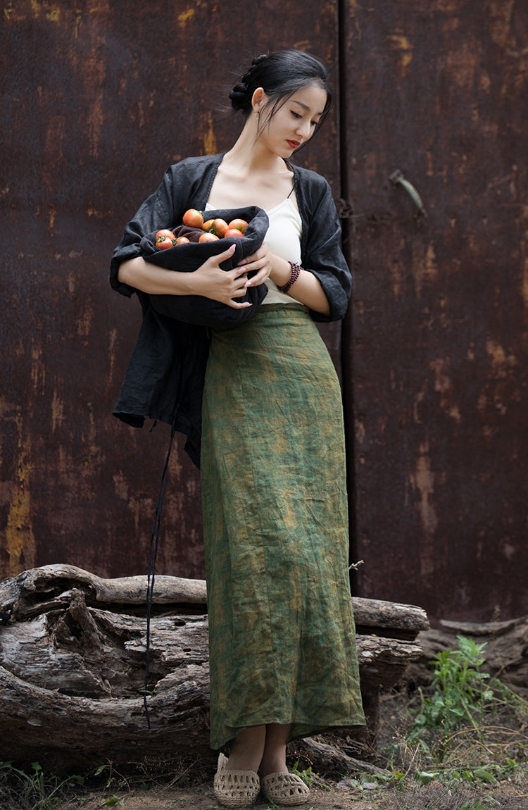 Vintage Wrap Linen Skirt