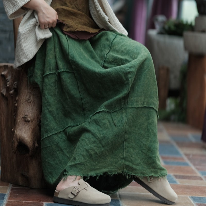 Vintage Linen Breeze Maxi Skirt