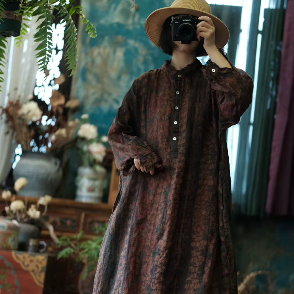 Ember Vintage Floral Linen Dress