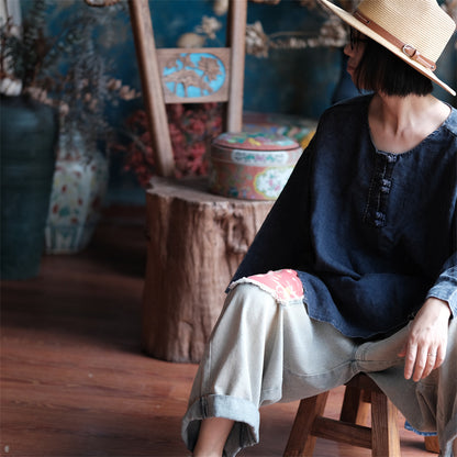 Oversized Linen Vintage Breeze Shirt - Lightweight Women's Top