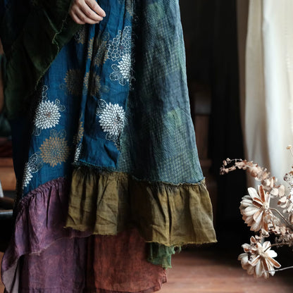 Indigo Garden Patchwork Ramie Dress