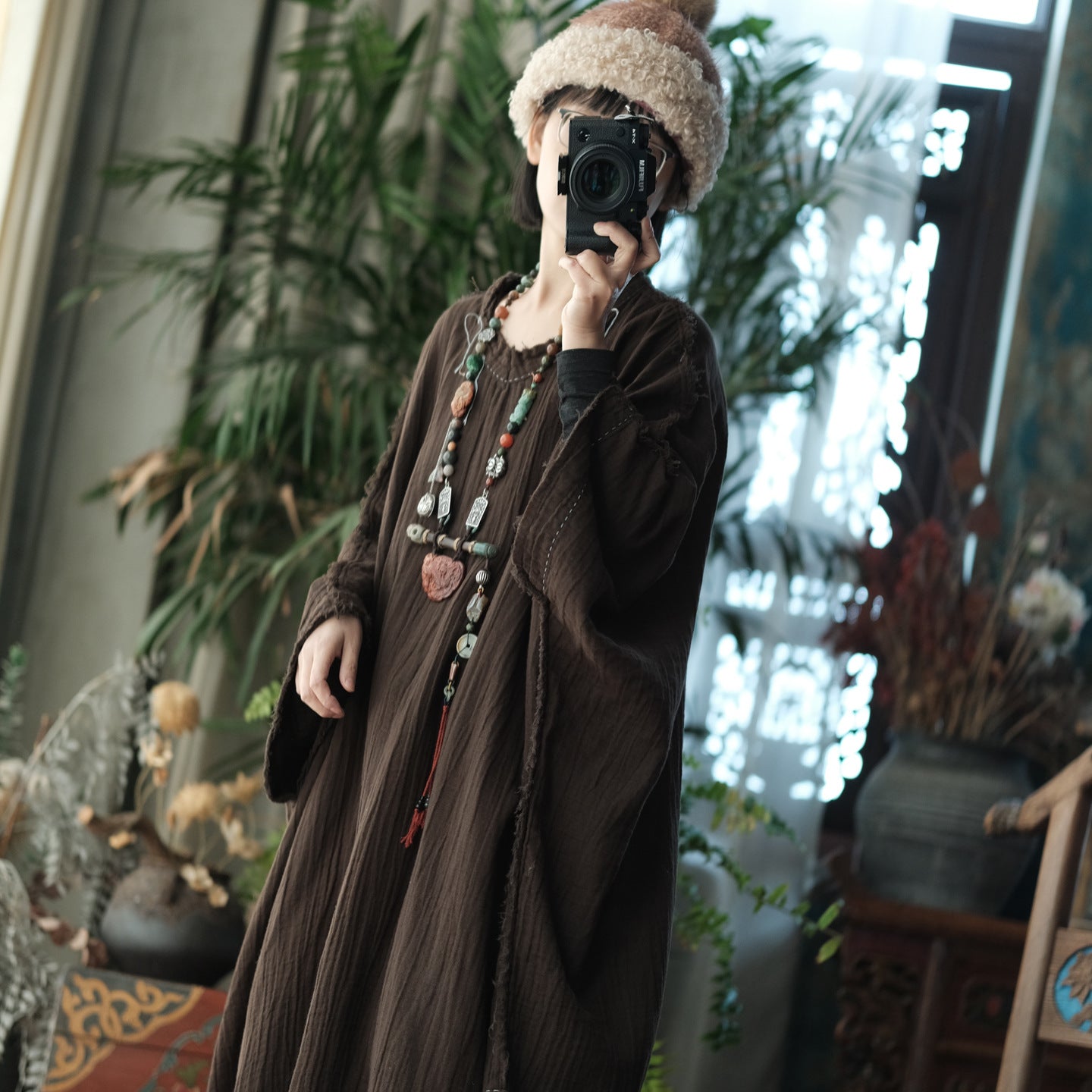 Bohemian Aura Long Cotton Linen Dress / Oversized Tunic