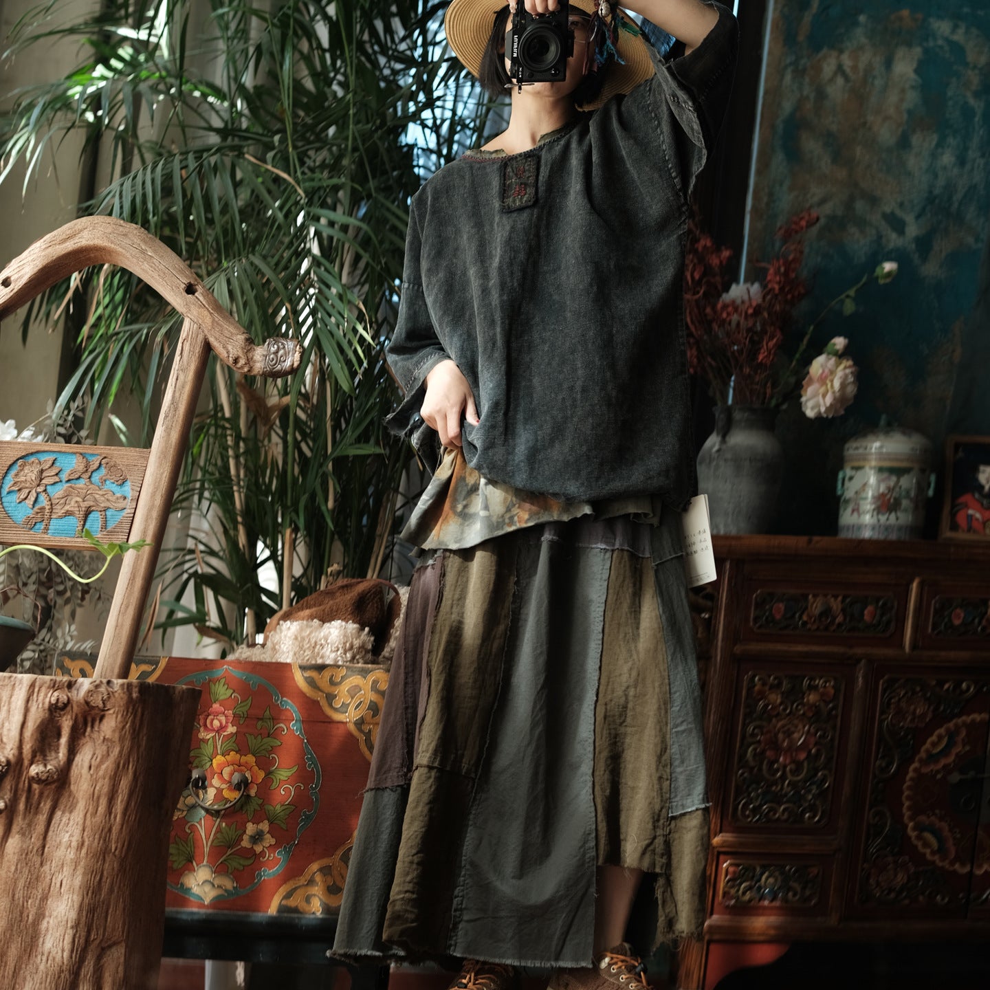Midnight Linen Blouse