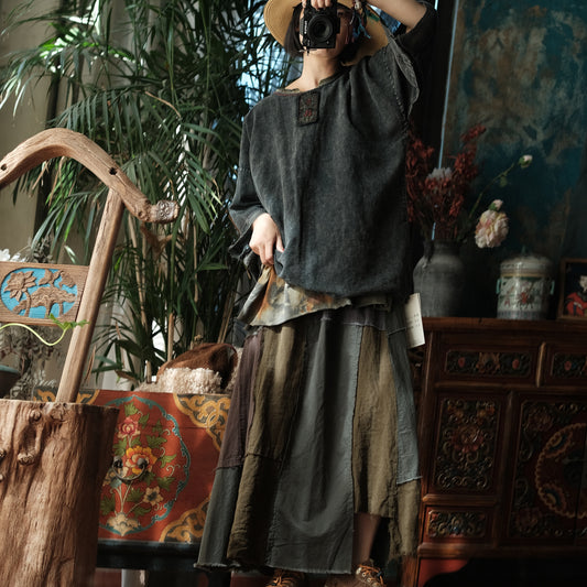 Midnight Linen Blouse