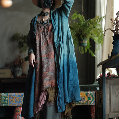 Verdant Mist Tie-Dye Ramie Coat