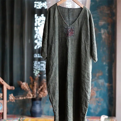 Vintage Aura Linen Tunic Dress