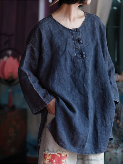 Oversized Linen Vintage Breeze Shirt - Lightweight Women's Top