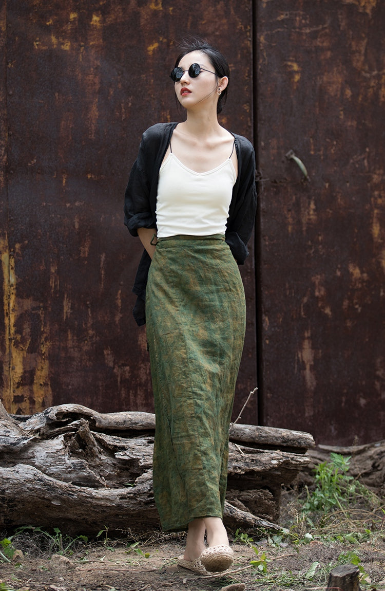 Vintage Wrap Linen Skirt