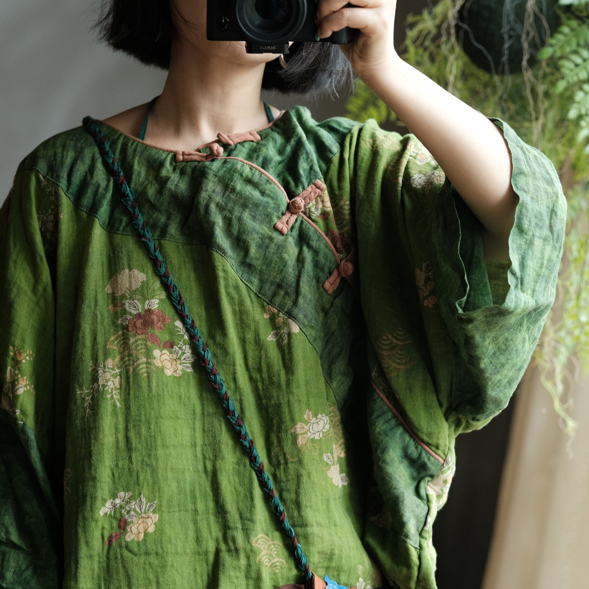 Moss Garden Patchwork Cotton Tunic
