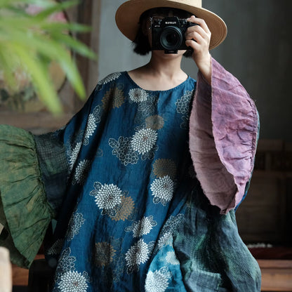 Indigo Garden Patchwork Ramie Dress