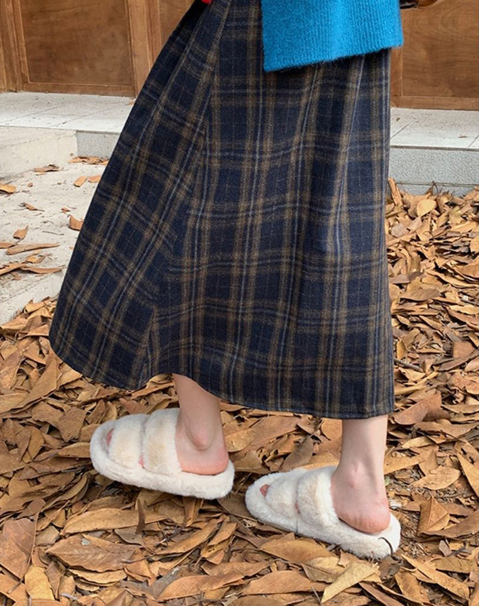 Vintage Check Midi Skirt