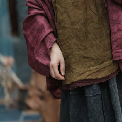 Vintage Bloom Strappy Linen Blouse