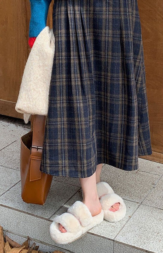 Vintage Check Midi Skirt