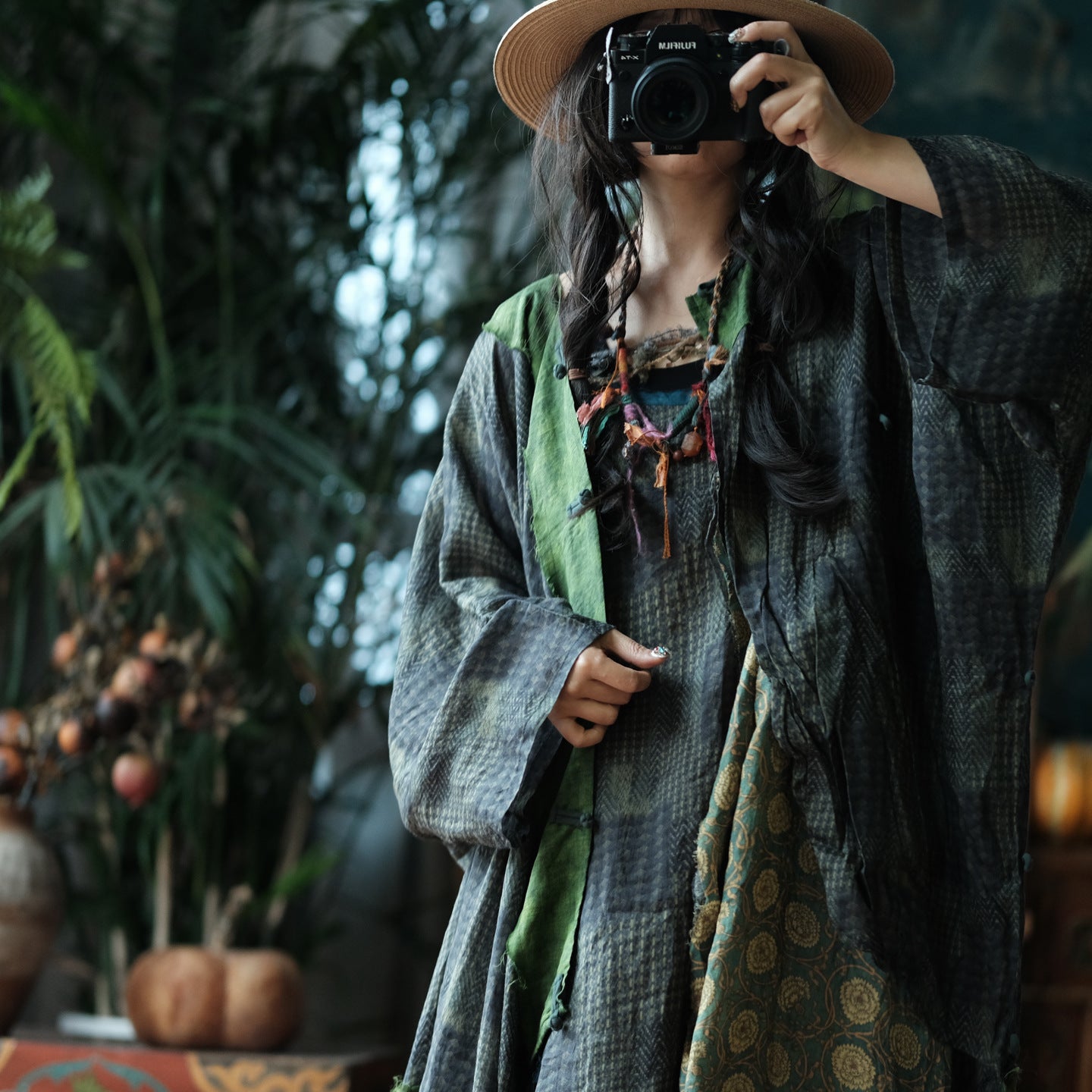 Forest Patchwork Ramie Dress