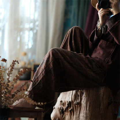 Vintage Floral Linen Pants
