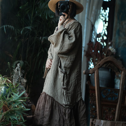 Earthfall Patchwork Linen Dress