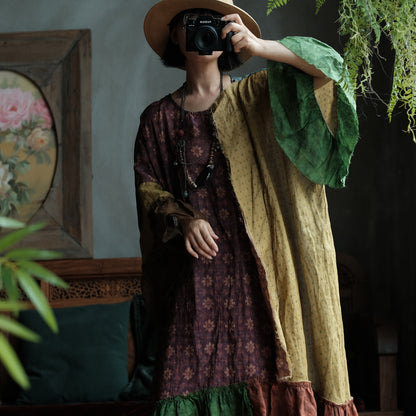 Mori Garden Patchwork Ramie Maxi Dress