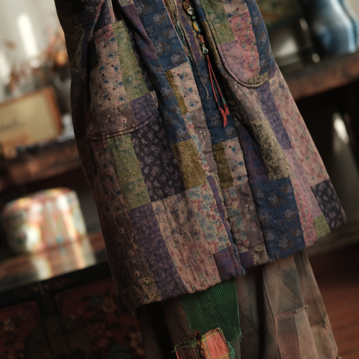 Meadow Patchwork Linen Long Coat