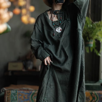 Shadow Moss Oversized Linen Dress