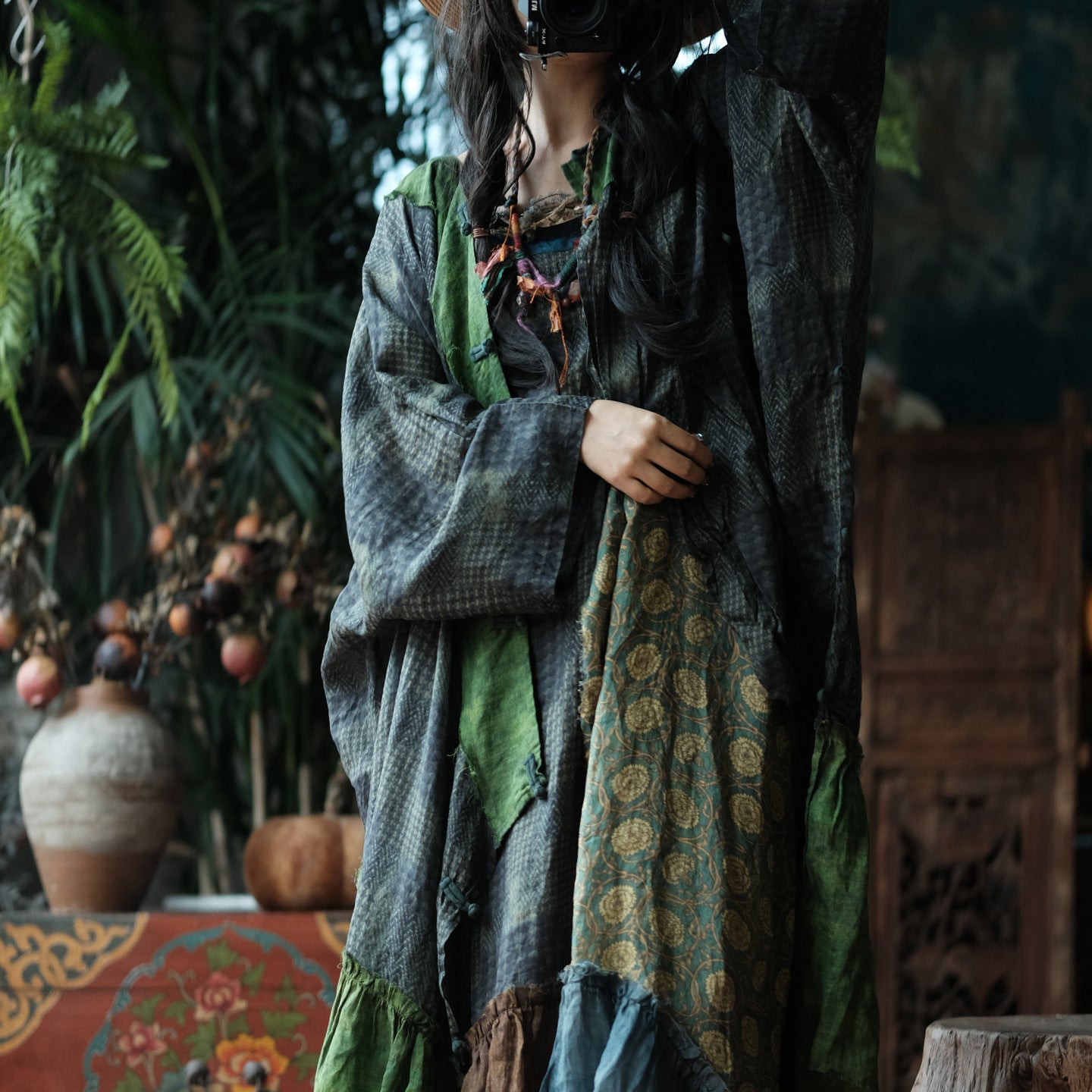 Forest Patchwork Ramie Dress