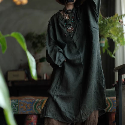 Shadow Moss Oversized Linen Dress