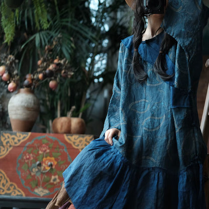 Vintage Ink Garden Linen Dress