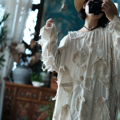 Ecru Patchwork Tunic Dress