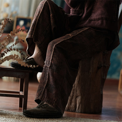 Vintage Floral Linen Pants