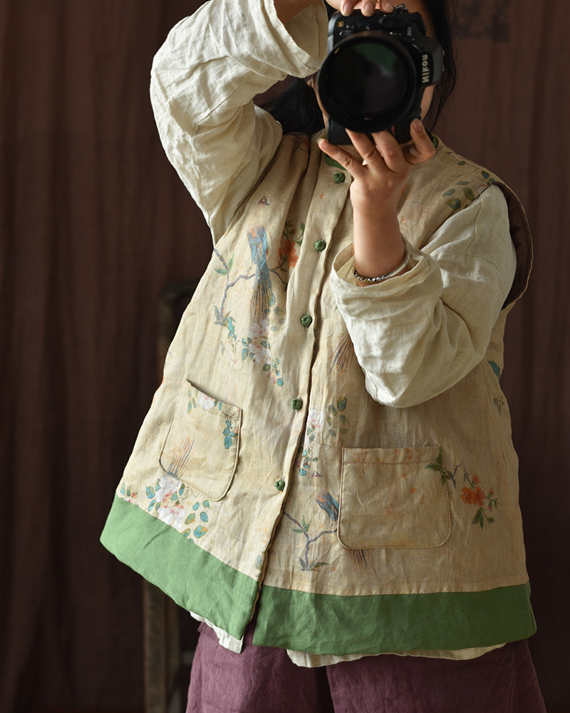 Vintage Blossom Patchwork Linen Vest