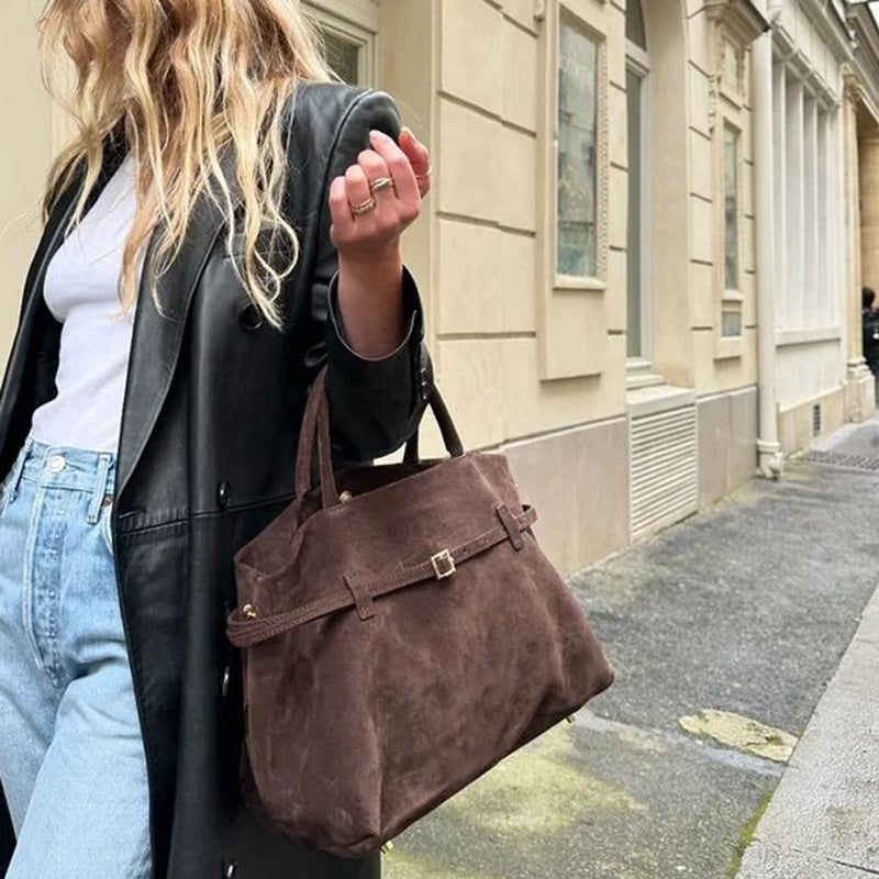 Mocha Vegan Suede Tote