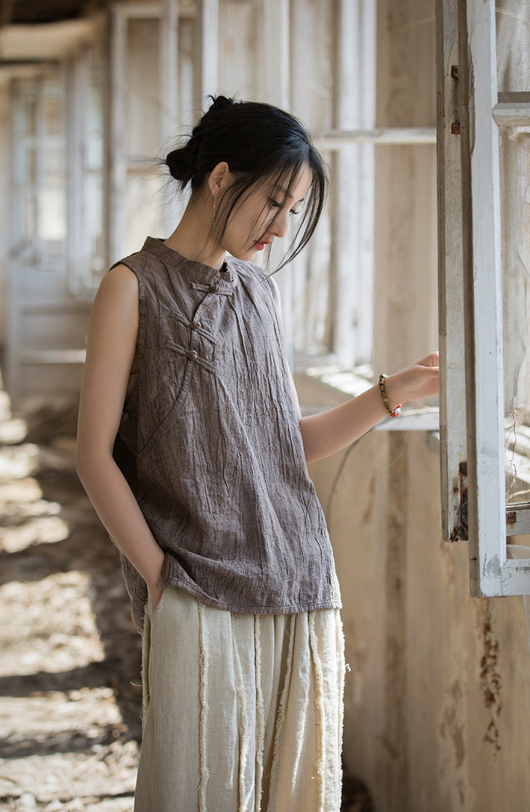 Vintage Cross Linen Blouse