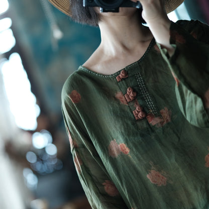Women's Vintage Ramie Blouse | Oversized Lightweight Natural Shirt