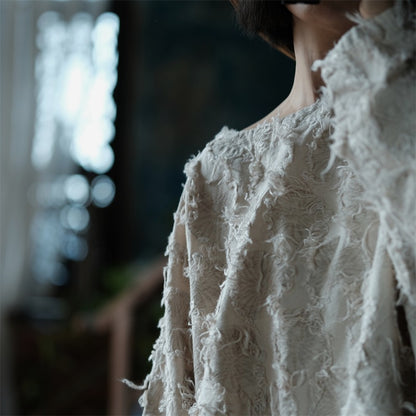 Ecru Patchwork Linen Blouse