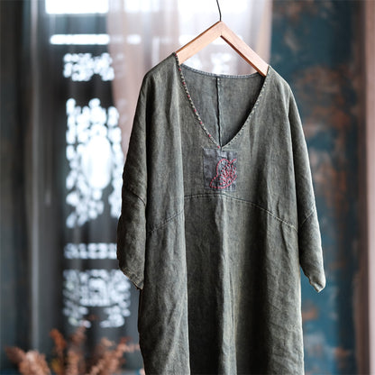 Vintage Aura Linen Tunic Dress