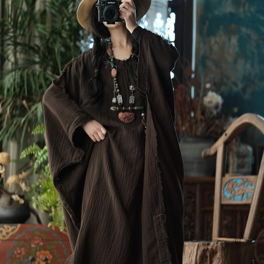 Bohemian Aura Long Cotton Linen Dress / Oversized Tunic