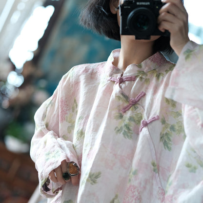 Vintage Floral Wind Cross Blouse